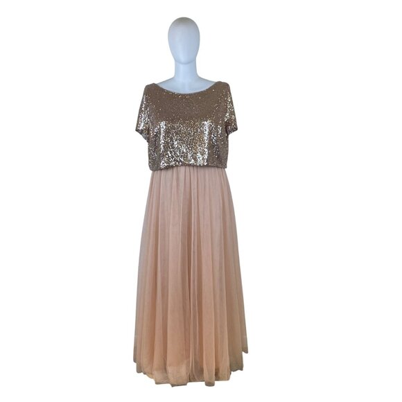 Revelry Women’s Rose Gold Sequin Top & Blush Pink Tulle Skirt Set Sz 4XL 28 - Picture 1 of 16